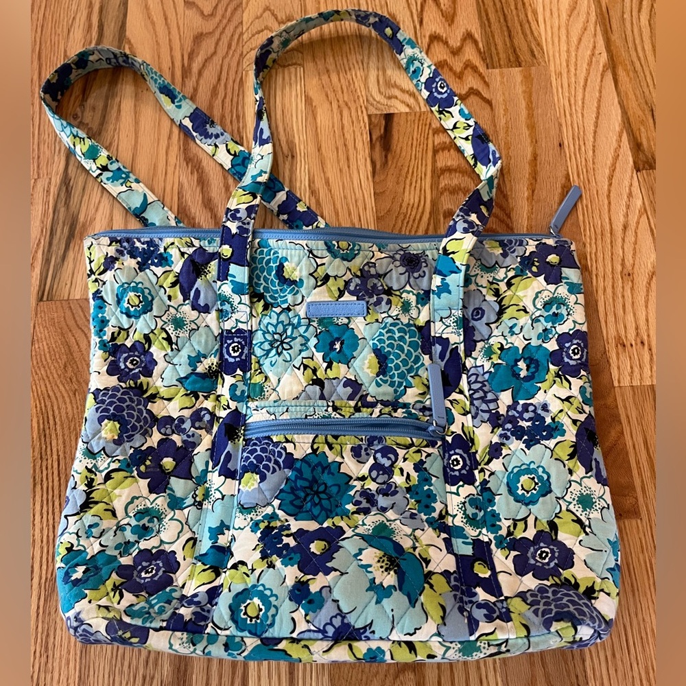 Vera Bradley Blue and Green Quilted Tote Bag